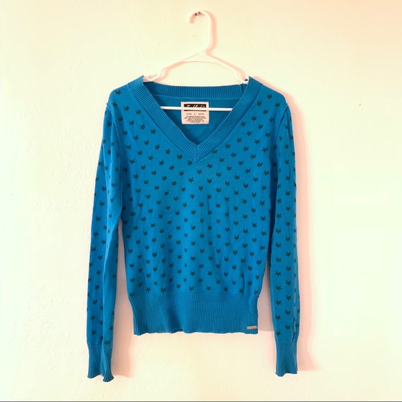 Zoo York Blue Patterned V-Neck Sweater - Picture 2 of 4